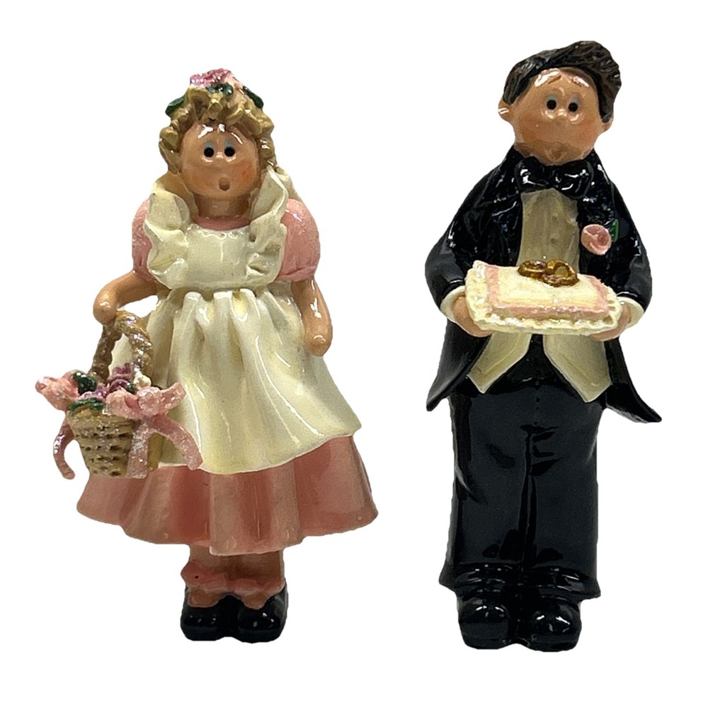 Vintage 1999 Enesco Donna Little Flower Girl‎ And Ring Bearer Figurine Set